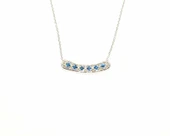 925 Ayar Gümüş Taşlı Kolye, Beyaz - Mavi Sarı Taş thumbnail 2