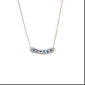 925 Ayar Gümüş Taşlı Kolye, Beyaz - Mavi Sarı Taş thumbnail 1