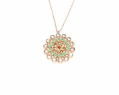 925 Ayar Gümüş Yuvarlak Taşlı Kolye, Pembe - Kırmızı Sarı Yeşil Beyaz Taş thumbnail 4