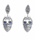 925 Ayar Gümüş Safir Antik Küpe thumbnail 1