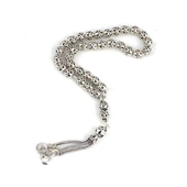 925 Ayar Gümüş Delikli Top Tesbih, Ayyıldız 3'lü Püskül thumbnail 1