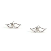 925 Ayar Gümüş Melek Kanadı Küpe, Beyaz thumbnail 1