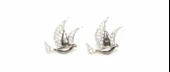 925 Ayar Gümüş Güvercin Küpe, Beyaz - Beyaz Taş thumbnail 4