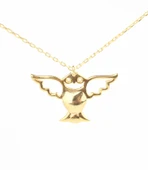 925 Ayar Gümüş Melek Baykuş Kolye, Sarı thumbnail 1