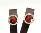 925 Ayar Gümüş Mercan Halka Küpe, Pembe thumbnail 3