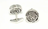 925 Ayar Gümüş Ajur Desenli Yuvarlak Kol Düğmesi thumbnail 1