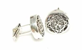 925 Ayar Gümüş Ajur Desenli Yuvarlak Kol Düğmesi thumbnail 2