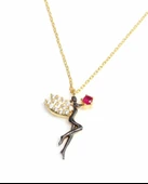 925 Ayar Gümüş Peri Kolye, Sarı thumbnail 2