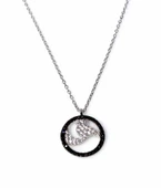 925 Ayar Gümüş Ay ve Kuş Kolye, Beyaz - Beyaz Taş thumbnail 1