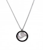 925 Ayar Gümüş Ay ve Kuş Kolye, Beyaz - Beyaz Taş thumbnail 2