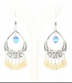 925 Ayar Gümüş Ay Modeli Mavi Kedi Gözü Taşlı Küpe thumbnail 1