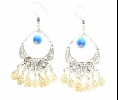 925 Ayar Gümüş Ay Modeli Mavi Kedi Gözü Taşlı Küpe thumbnail 2