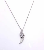 925 Ayar Gümüş Kanat Kolye, Beyaz - Beyaz Taş thumbnail 3