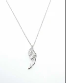 925 Ayar Gümüş Kanat Kolye, Beyaz - Beyaz Taş thumbnail 2