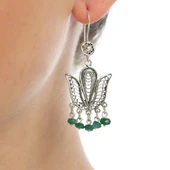 Zümrüt Taşlı 925 Ayar Gümüş  Telkari Küpe thumbnail 1