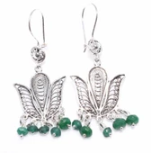 Zümrüt Taşlı 925 Ayar Gümüş  Telkari Küpe thumbnail 3