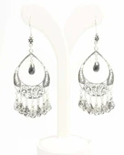 925 Ayar Gümüş Ay Desenli Siyah İnci Taşlı Küpe thumbnail 1