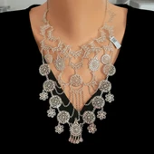 925 Ayar Gümüş Çiçekli Telkari Kolye thumbnail 1