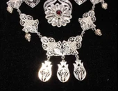 925 Ayar Gümüş Kırmızı Taşlı Telkari Kolye thumbnail 2