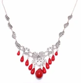 925 Ayar Gümüş Mercan Taşlı Telkari Kolye thumbnail 4