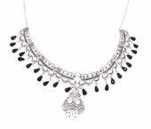 925 Ayar Gümüş Oniks Taşlı Telkari Kolye thumbnail 1