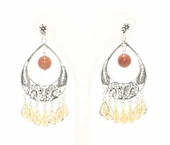 925 Ayar Gümüş Ay Modeli Kahverengi Star Taşlı Küpe thumbnail 1