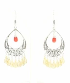 925 Ayar Gümüş Ay Modeli Mercan Taşlı Küpe thumbnail 1