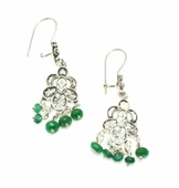 925 Ayar Gümüş Zümrüt Taşlı Telkari Küpe thumbnail 2