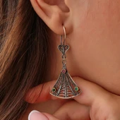 Yelpaze Modeli 925 Ayar Gümüş Taşlı Telkari Küpe thumbnail 1