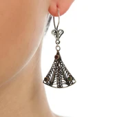 Yelpaze Modeli 925 Ayar Gümüş Taşlı Telkari Küpe thumbnail 6