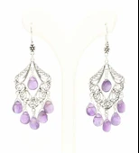 925 Ayar Gümüş Ametist Taşlı Telkari Küpe thumbnail 2