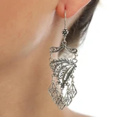 925 Ayar Gümüş Baklava Deseni Sallantılı Telkari Küpe thumbnail 1