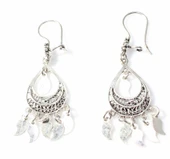 925 Ayar Gümüş Hilal Desenli Pullu Telkari Küpe thumbnail 3