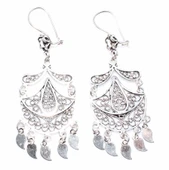 925 Ayar Gümüş Ay ve Damla Motifli Telkari Küpe thumbnail 2