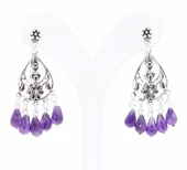 Ametist Taşlı 925 Ayar Gümüş Telkari Küpe thumbnail 2