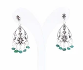 Zümrüt Taşlı 925 Ayar Gümüş Telkari Küpe thumbnail 3