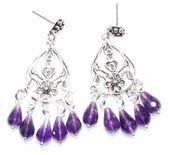 Ametist Taşlı 925 Ayar Gümüş Telkari Küpe thumbnail 1