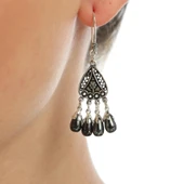 Siyah İnci Taşlı 925 Ayar Gümüş Telkari Küpe thumbnail 1