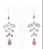 Ametist Taşlı Yaprak Motifli Sallantılı 925 Ayar Gümüş Telkari Küpe thumbnail 2