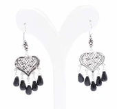 925 Ayar Gümüş Kalp Modeli Damla Oniks Taşlı Telkari Küpe thumbnail 2