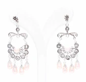 925 Ayar Gümüş Yelpaze Desenli İnci Taşlı Telkari Küpe thumbnail 3