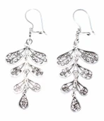 Yaprak Motifli Sallantılı 925 Ayar Gümüş Telkari Küpe thumbnail 1