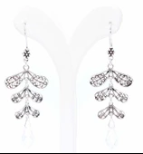 Swarovski Taşlı Yaprak Motifli Sallantılı 925 Ayar Gümüş Telkari Küpe thumbnail 2