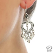 925 Ayar Gümüş Kalp Modeli Astar Pullu Telkari Küpe thumbnail 1