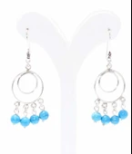 925 Ayar Gümüş Çift Yuvarlak İçi Boş Firuze Taşlı Telkari Küpe thumbnail 3