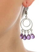 925 Ayar Gümüş Çift Yuvarlak Ametist Taşlı Telkari Küpe thumbnail 1