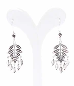 925 Ayar Gümüş Pul Sallantılı Yaprak Desenli Telkari Küpe thumbnail 3