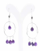 925 Ayar Gümüş Yarım Yuvarlak Damla Ametist Taşlı Küpe thumbnail 3