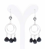 925 Ayar Gümüş Çift Yuvarlak İçi Boş Oniks Taşlı Telkari Küpe thumbnail 3