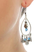 925 Ayar Gümüş Turkuaz Taşlı Halka Küpe thumbnail 1